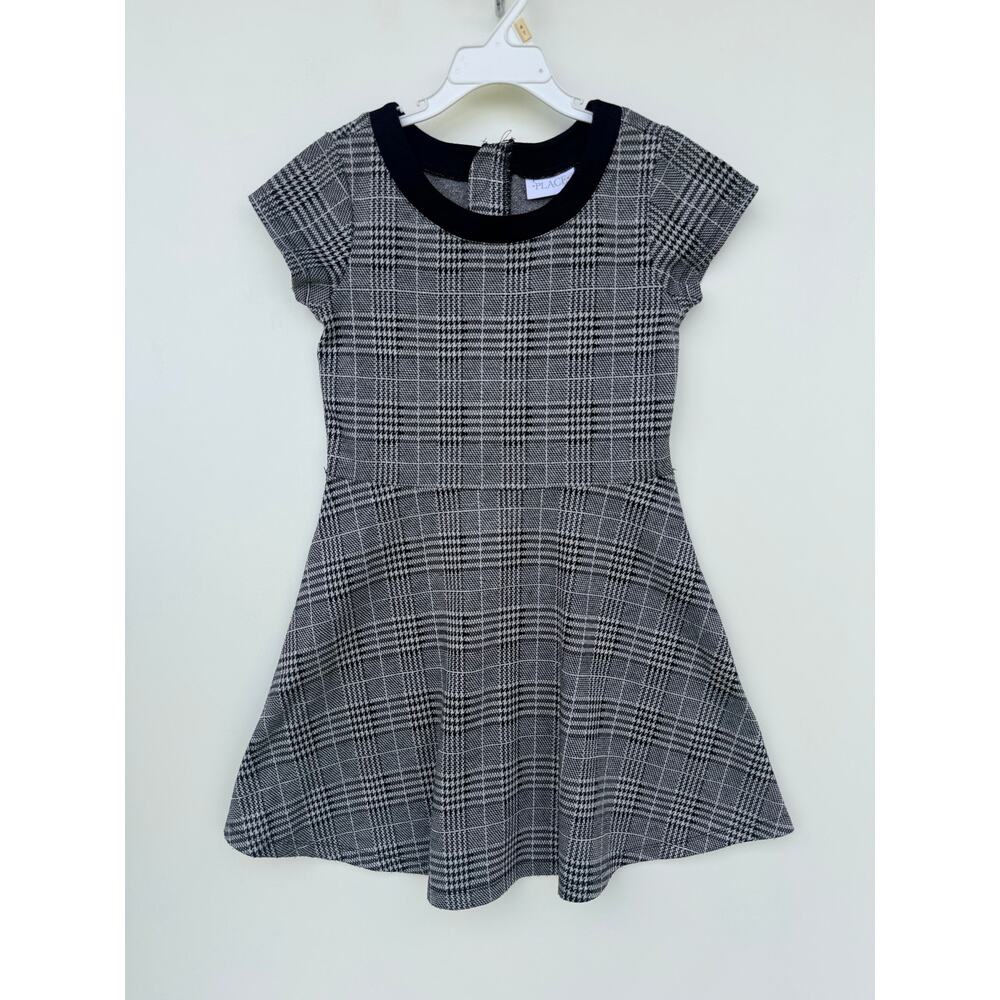 The Children's Place Girls Houndstooth Plaid Fit & Flare Dress Size 10